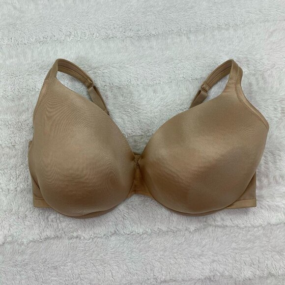 Cacique Lightly Lined Full Coverage Bra 46F Tan Nude Underwire - Picture 1 of 4